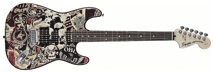 Электрогитара Squier OBEY Graphic Stratocaster HSS Collage